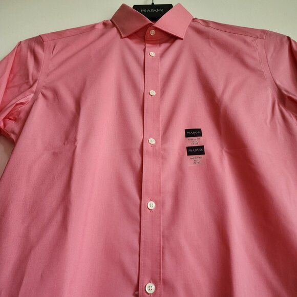 15.5 32/33 Pink Dress Shirt Skinny Fit Jos A Bank New Nwt Mens Flamingo Stretch - Picture 9 of 17